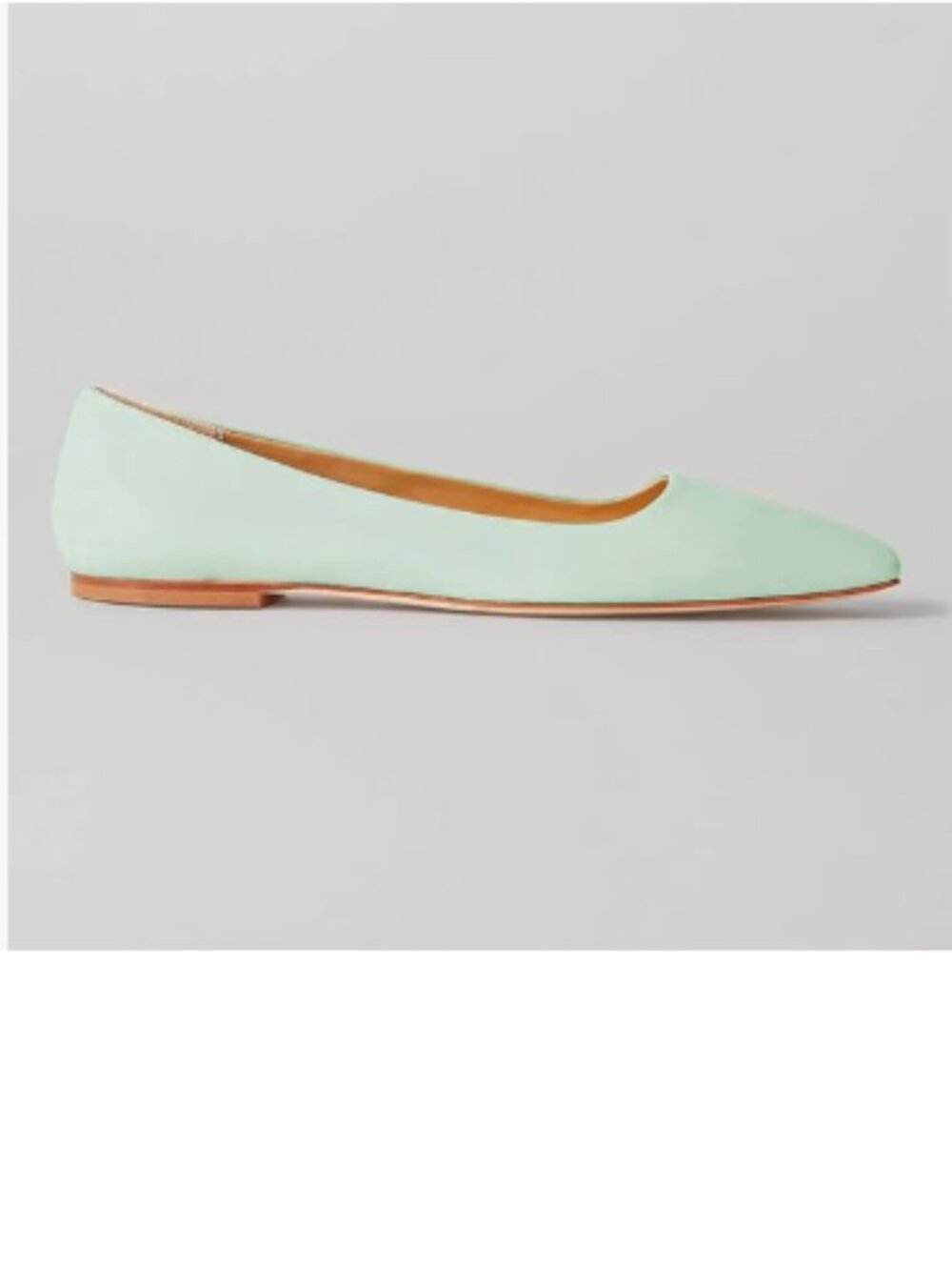 FOWT Light Green Soft Cream Leather Handmade Flats,Square Toe Flat Pumps